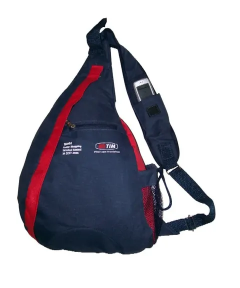 Mochila de uma alça com bolso de tela, modelo MOC-16
