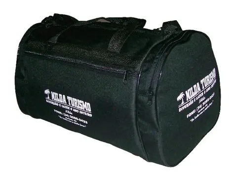 Bolsa de viagem cilíndrica com bolso frontal, modelo VIA-01